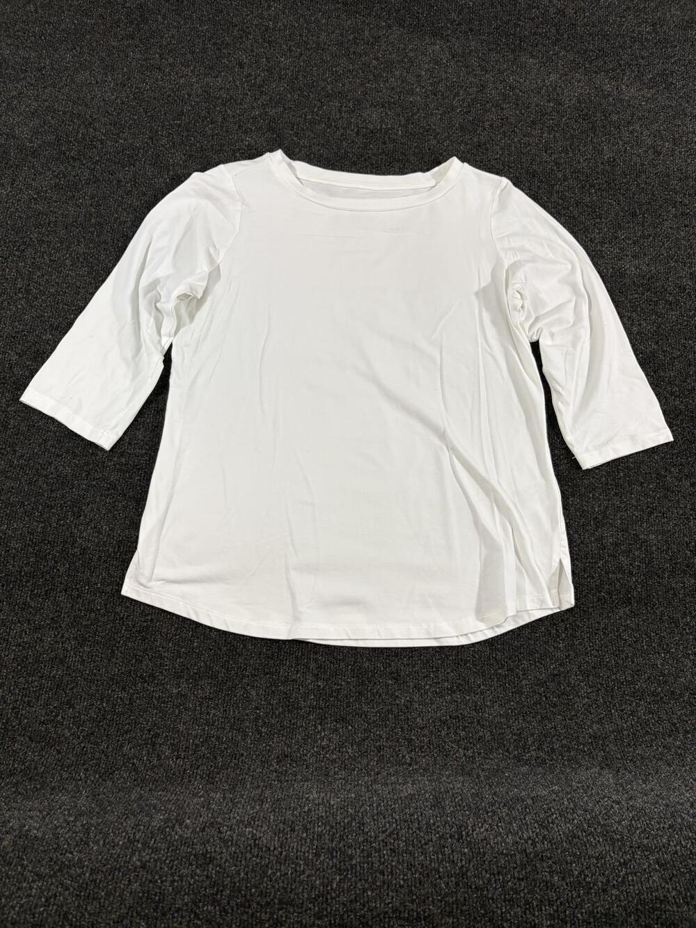 Belle By Kim Gravel Shirt Womens S White Crew Neck 3/4 Sleeve Stretch T Shirt